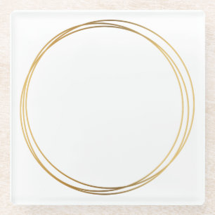 Gold effect rings glass coaster