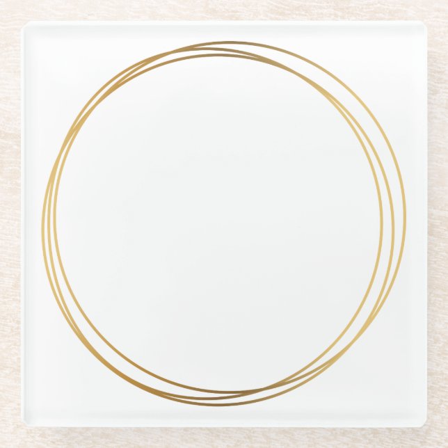 Gold effect rings glass coaster (Front)