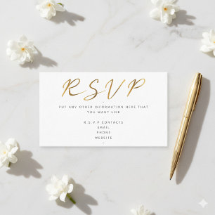 Gold effect script, RSVP white Enclosure Card