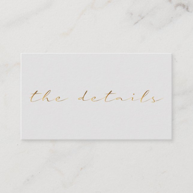 Gold effect script, the details light grey enclosure card (Front)