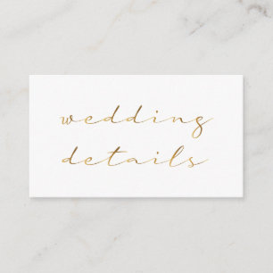Gold effect script, the details white enclosure card