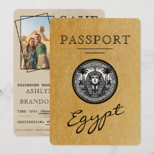 Gold Egypt Passport Wedding Save the Date