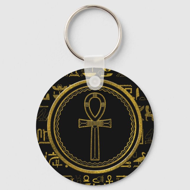 Gold Egyptian Ankh Cross symbol Keychain (Front)