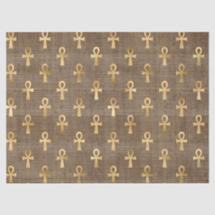 Gold Egyptian Ankh on Tan Decoupage Tissue Paper