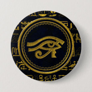 Gold Egyptian Eye of Horus - Wadjet 3 Inch Round Button