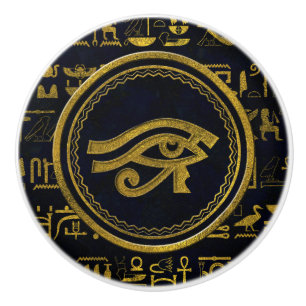 Gold Egyptian Eye of Horus - Wadjet Ceramic Knob
