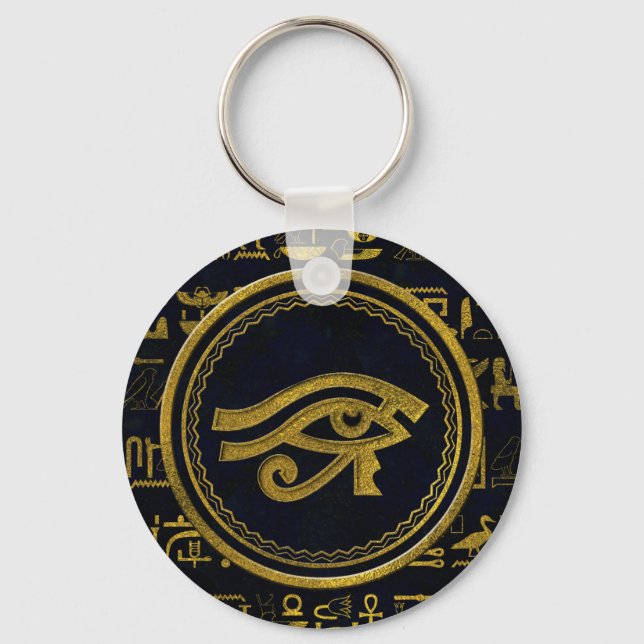 Gold Egyptian Eye of Horus - Wadjet Keychain (Front)
