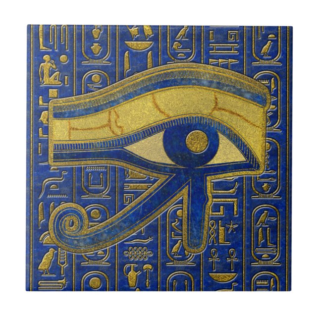 Gold Egyptian Eye of Horus - Wadjet Lapis Lazuli Tile (Front)