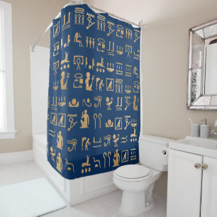 Gold Egyptian Hieroglyphics on Blue