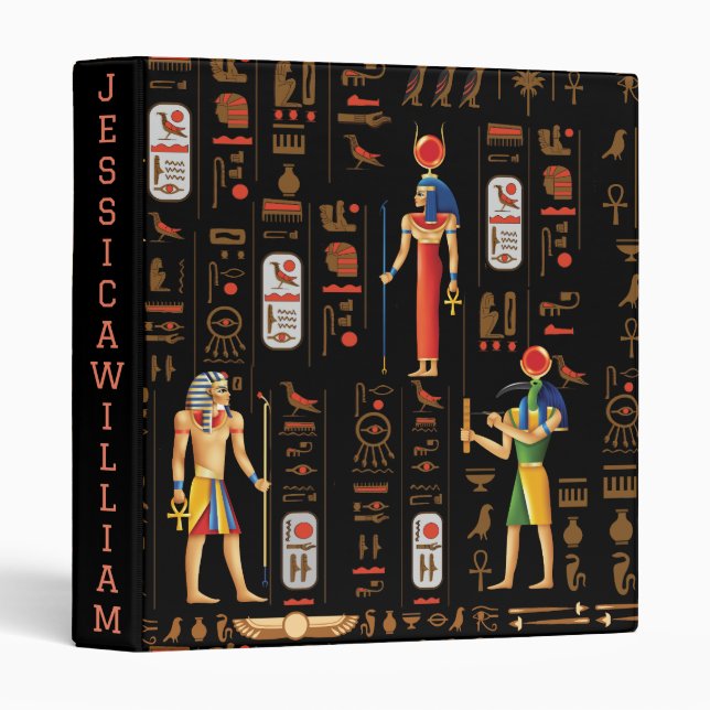 Gold Egyptian hieroglyphs and deities on black Binder (Front/Spine)