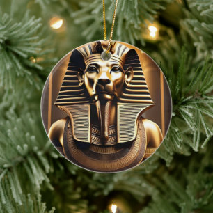 Gold Egyptian Pharaoh Lion,  Ceramic Ornament
