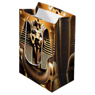 Gold Egyptian Pharaoh Lion,  Medium Gift Bag