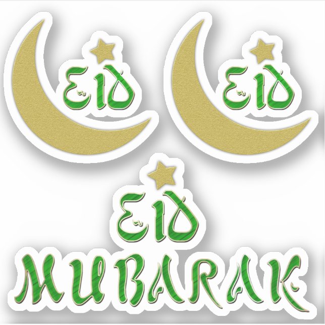 Gold Eid Mubarak Moon Star Typography (Front)