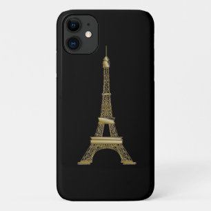 Gold Eiffel Tower French Black iPhone 11 Case