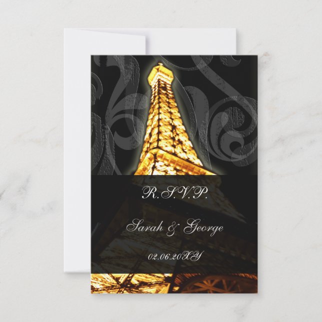 gold Eiffel tower french  rsvp standard 3.5 x 5 (Front)