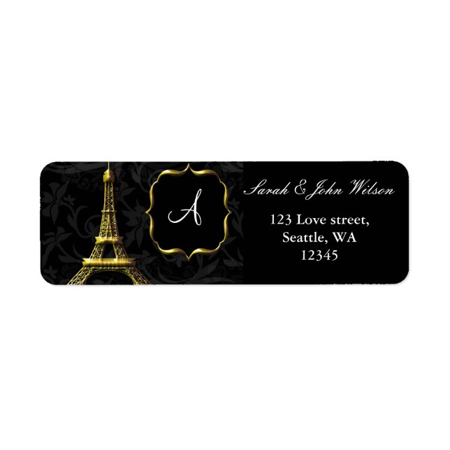 Gold Eiffel tower French Wedding (Front)