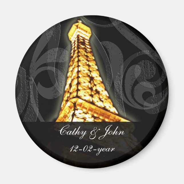 gold Eiffel Tower French wedding Save the Date Magnet (Front)