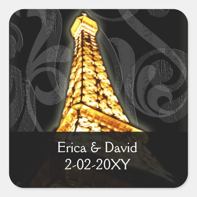gold Eiffel Tower French wedding Seals (Front)