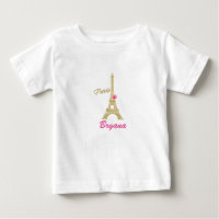 Gold Eiffel Tower Paris & Pink Rose Custom