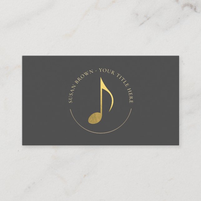 Gold Eighth Note Logo Business Card (Front)