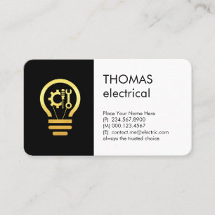 Gold Electric Bulb Fixit Tools Business Card