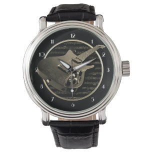 Gold Electric Guitar Wrist Watch