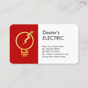 Gold Electrical Bulb Lightning Power Business Card