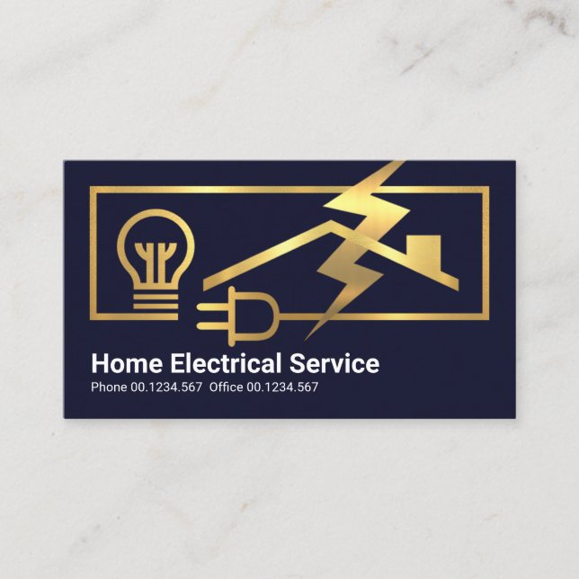 Gold Electrician Circuit Power Frame Business Card (Front)