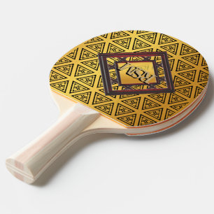 Gold elegance monogram ping pong paddle