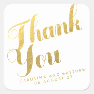 Gold Elegance   Wedding Favour Thank You Sticker