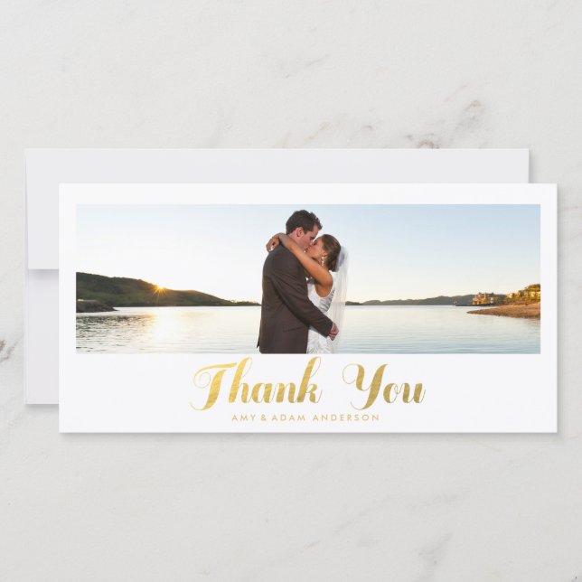 Gold Elegance | Wedding Thank You Photo Card (Front)