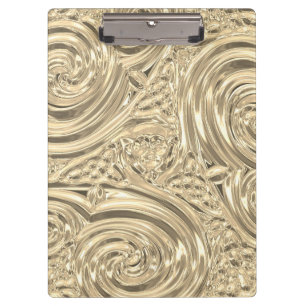 Gold elegant art nouveau embossed metallic look clipboard