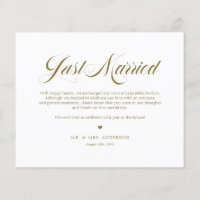Gold Elegant Bold Calligraphy Just Married Card
