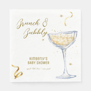 Gold Elegant Brunch Bubbly Champagne Baby Shower  Napkin