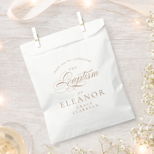 Gold Elegant Calligraphy Baptism Thank You Favour Bag (Clipped)