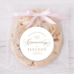 Gold Elegant Calligraphy First Communion Thank You Classic Round Sticker<br><div class="desc">Gold Elegant Calligraphy First Communion Thank You Classic Round Sticker features a delicate modern cross,  paired with modern type and beautiful calligraphy script.</div>