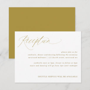 Gold Elegant Calligraphy Wedding Reception Card