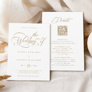 Gold Elegant Charm Wedding All in One  Invitation