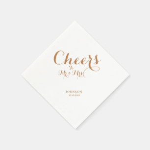Gold elegant cheers to mr & mrs name date wedding napkin