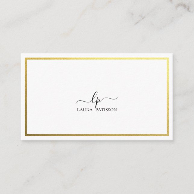 Gold elegant chic monogram with qr-code business card (Front)