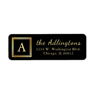 Gold Elegant Chic Wedding Monogram Return Address