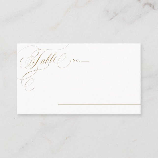 Gold elegant classic calligraphy vintage wedding place card (Front)
