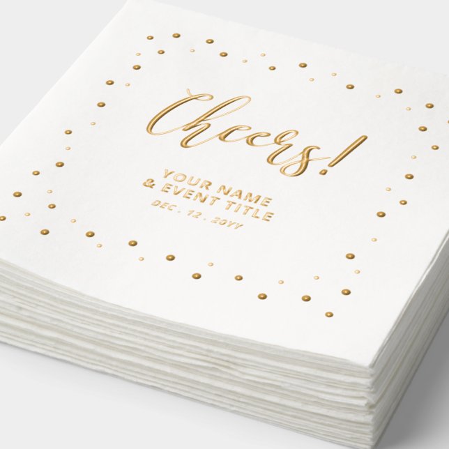 Gold Elegant Classic Personalized Party Foil Napkins (Detail)