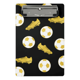 Gold Elegant Classic Soccer Cleats Ball Black Mini Clipboard