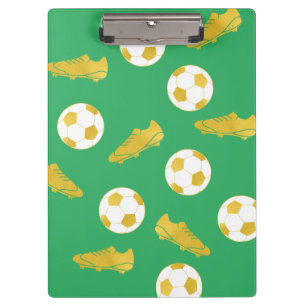 Gold Elegant Classic Soccer Cleats Ball Green  Clipboard