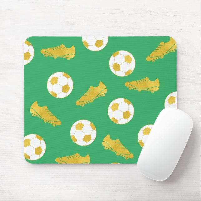 Gold Elegant Classic Soccer Cleats Ball Green  Mouse Pad (With Mouse)