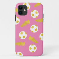 Gold Elegant Classic Soccer Cleats Ball Pink Girl