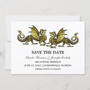 Gold Elegant Dragons Save the Date Invite