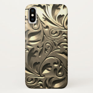 Gold elegant engraved metal look floral abstract Case-Mate iPhone case