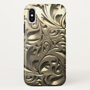 Gold elegant engraved metal look floral abstract Case-Mate iPhone case